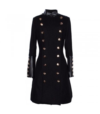 Womens British Style Slim Fit Wool Blend Trench Double Breasted Long Jacket Military Coat 